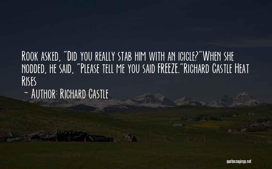 Richard Castle Quotes: Rook Asked, Did You Really Stab Him With An Icicle?when She Nodded, He Said, Please Tell Me You Said Freeze.richard