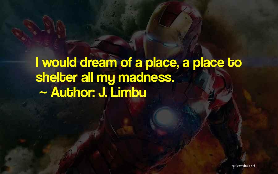 J. Limbu Quotes: I Would Dream Of A Place, A Place To Shelter All My Madness.