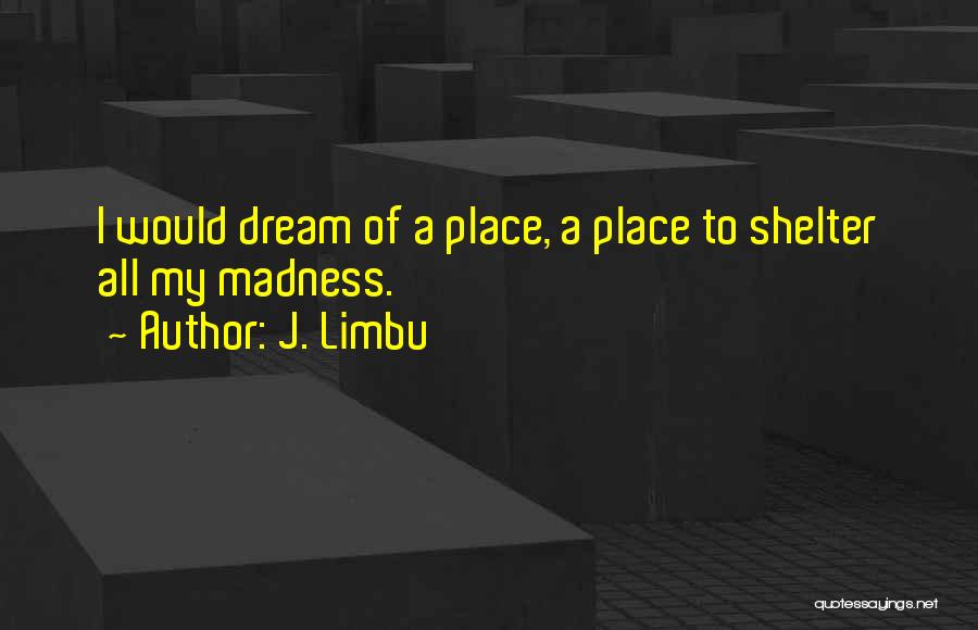 J. Limbu Quotes: I Would Dream Of A Place, A Place To Shelter All My Madness.