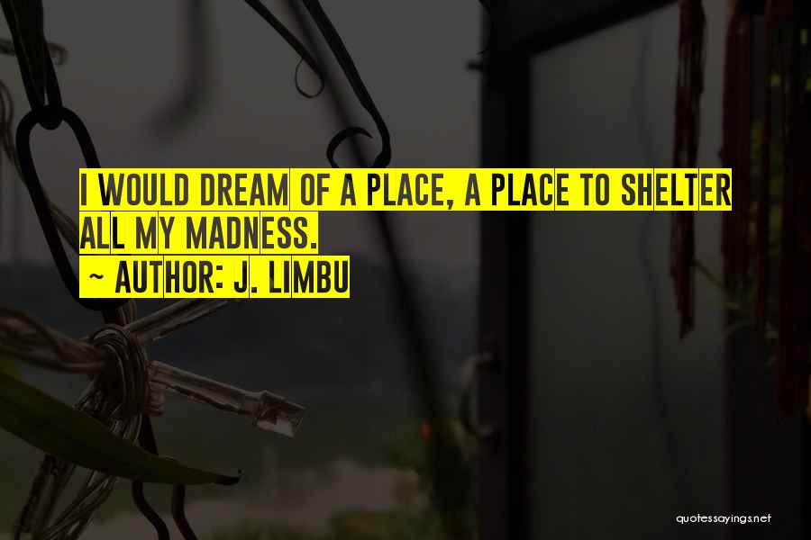 J. Limbu Quotes: I Would Dream Of A Place, A Place To Shelter All My Madness.