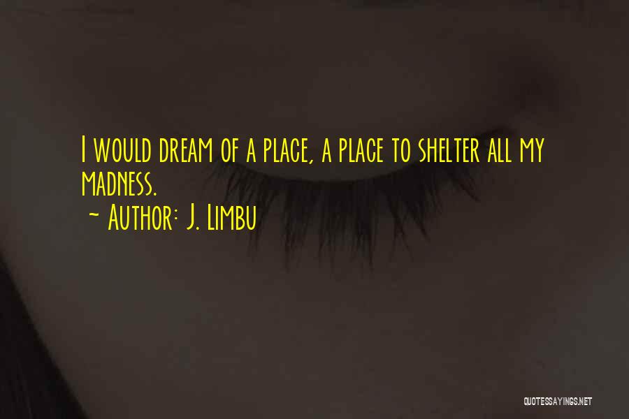 J. Limbu Quotes: I Would Dream Of A Place, A Place To Shelter All My Madness.