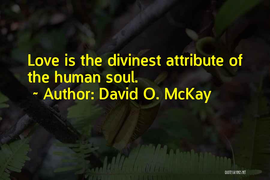 David O. McKay Quotes: Love Is The Divinest Attribute Of The Human Soul.