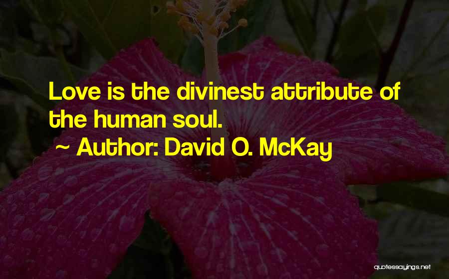 David O. McKay Quotes: Love Is The Divinest Attribute Of The Human Soul.