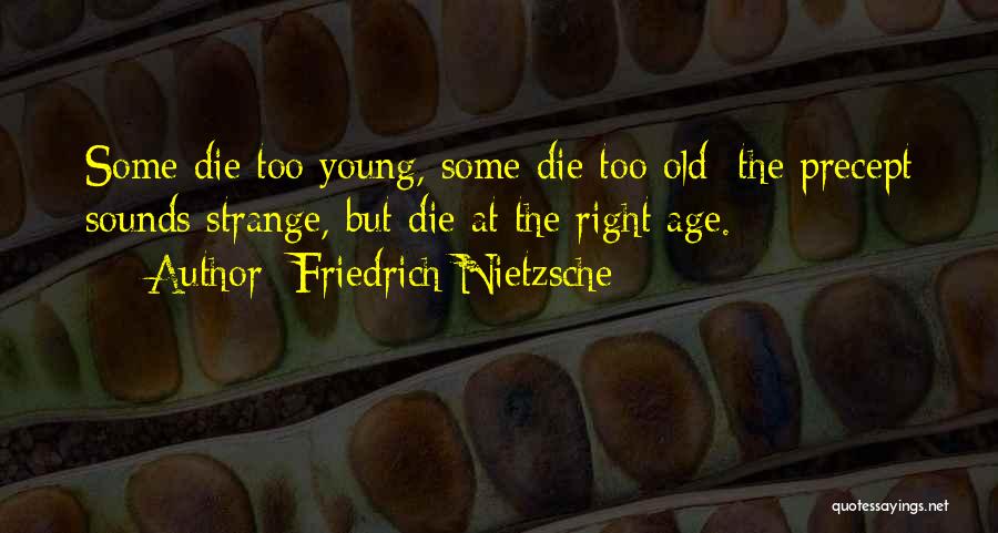 Friedrich Nietzsche Quotes: Some Die Too Young, Some Die Too Old; The Precept Sounds Strange, But Die At The Right Age.