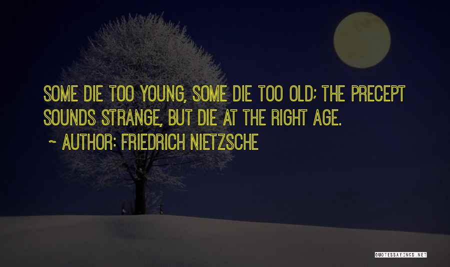 Friedrich Nietzsche Quotes: Some Die Too Young, Some Die Too Old; The Precept Sounds Strange, But Die At The Right Age.