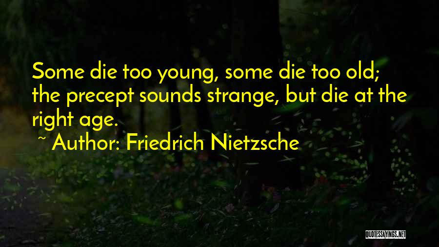 Friedrich Nietzsche Quotes: Some Die Too Young, Some Die Too Old; The Precept Sounds Strange, But Die At The Right Age.
