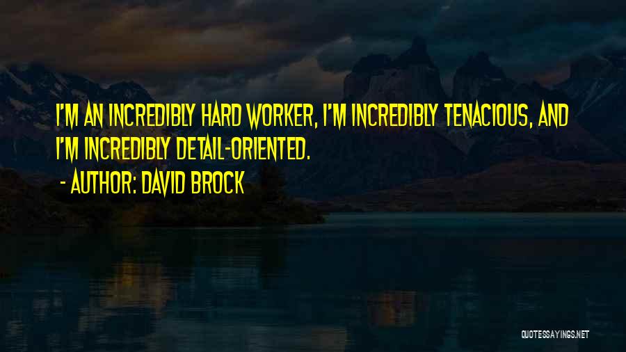 David Brock Quotes: I'm An Incredibly Hard Worker, I'm Incredibly Tenacious, And I'm Incredibly Detail-oriented.