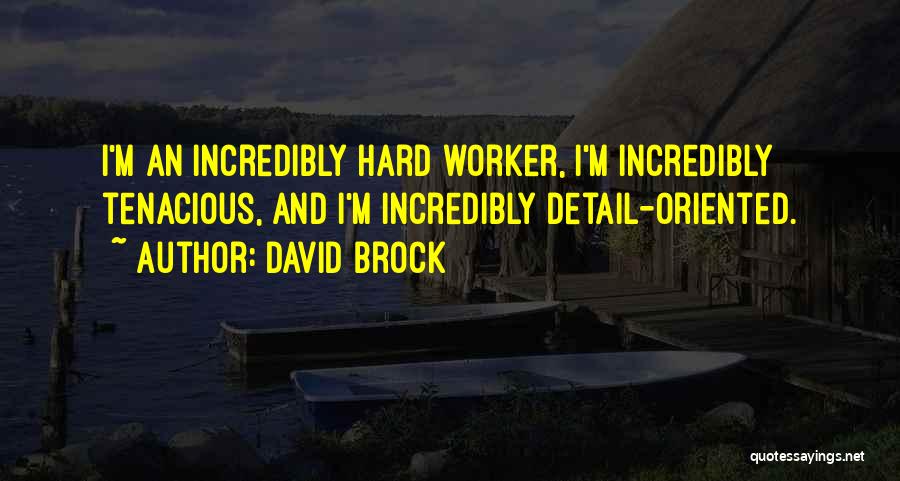 David Brock Quotes: I'm An Incredibly Hard Worker, I'm Incredibly Tenacious, And I'm Incredibly Detail-oriented.