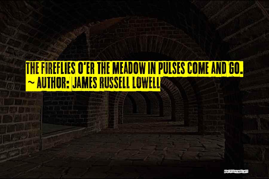 James Russell Lowell Quotes: The Fireflies O'er The Meadow In Pulses Come And Go.