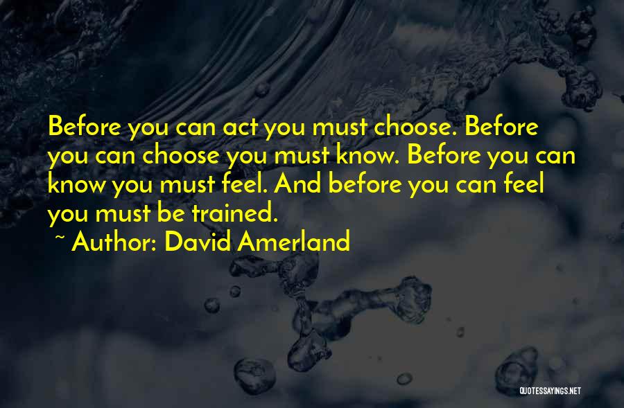 David Amerland Quotes: Before You Can Act You Must Choose. Before You Can Choose You Must Know. Before You Can Know You Must