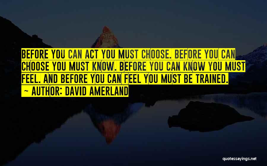 David Amerland Quotes: Before You Can Act You Must Choose. Before You Can Choose You Must Know. Before You Can Know You Must