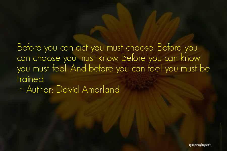 David Amerland Quotes: Before You Can Act You Must Choose. Before You Can Choose You Must Know. Before You Can Know You Must
