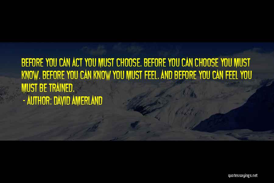 David Amerland Quotes: Before You Can Act You Must Choose. Before You Can Choose You Must Know. Before You Can Know You Must