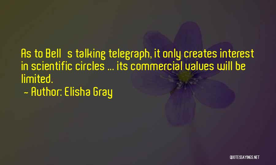 Elisha Gray Quotes: As To Bell's Talking Telegraph, It Only Creates Interest In Scientific Circles ... Its Commercial Values Will Be Limited.