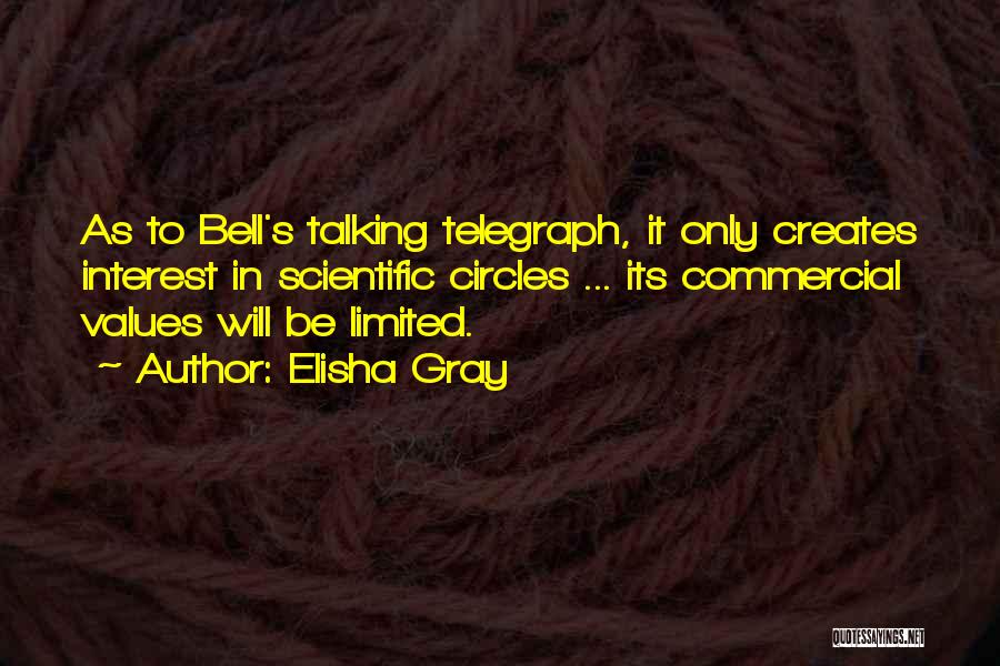 Elisha Gray Quotes: As To Bell's Talking Telegraph, It Only Creates Interest In Scientific Circles ... Its Commercial Values Will Be Limited.