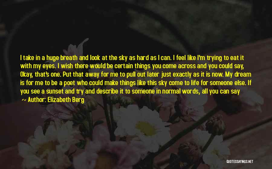 Elizabeth Berg Quotes: I Take In A Huge Breath And Look At The Sky As Hard As I Can. I Feel Like I'm