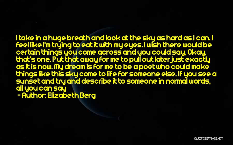 Elizabeth Berg Quotes: I Take In A Huge Breath And Look At The Sky As Hard As I Can. I Feel Like I'm