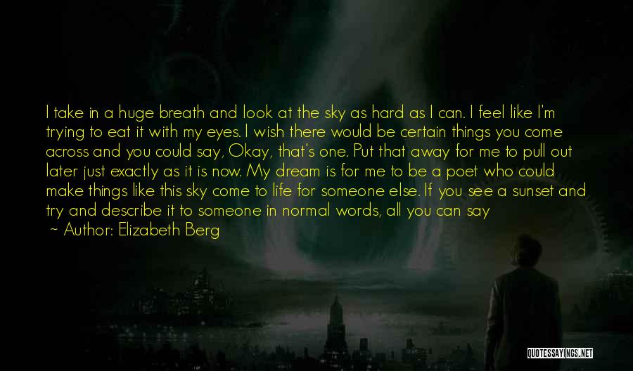 Elizabeth Berg Quotes: I Take In A Huge Breath And Look At The Sky As Hard As I Can. I Feel Like I'm