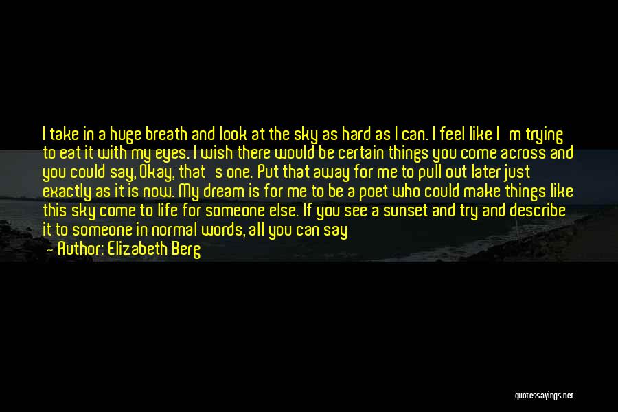 Elizabeth Berg Quotes: I Take In A Huge Breath And Look At The Sky As Hard As I Can. I Feel Like I'm