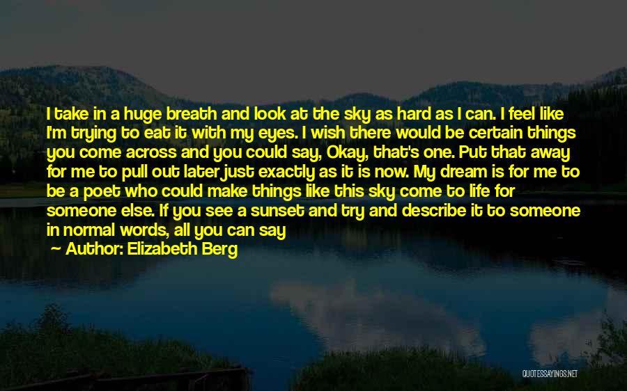 Elizabeth Berg Quotes: I Take In A Huge Breath And Look At The Sky As Hard As I Can. I Feel Like I'm