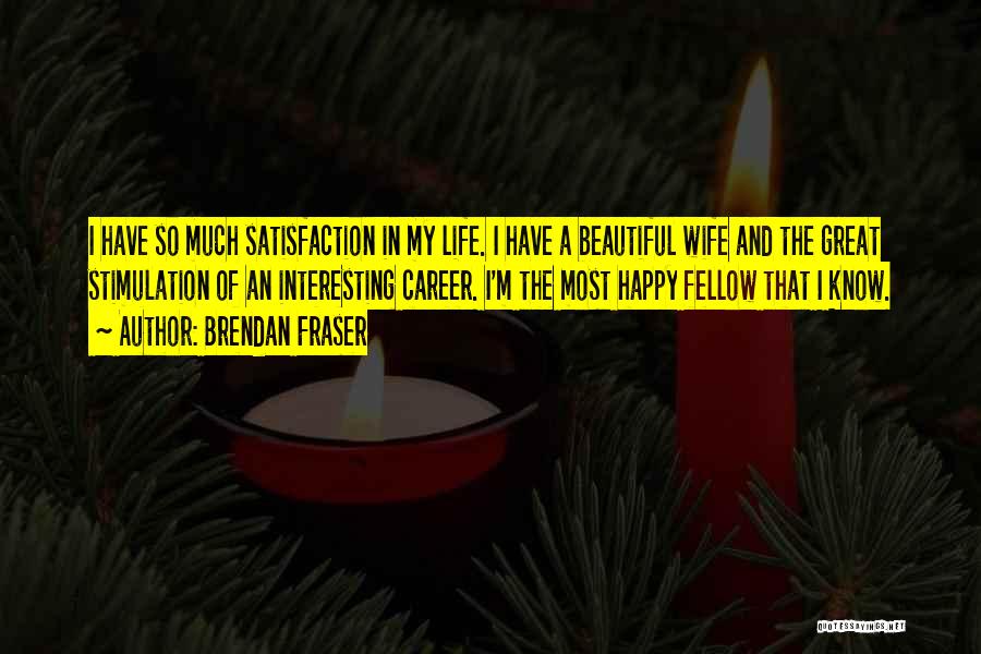 Brendan Fraser Quotes: I Have So Much Satisfaction In My Life. I Have A Beautiful Wife And The Great Stimulation Of An Interesting