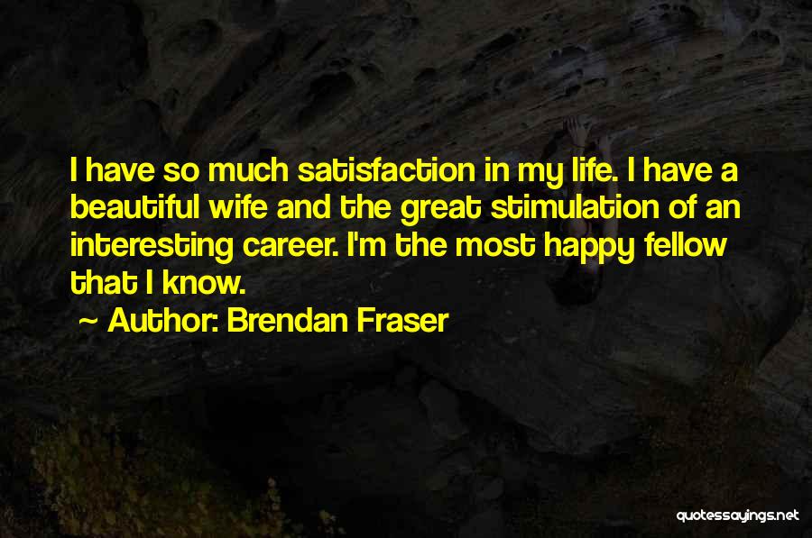 Brendan Fraser Quotes: I Have So Much Satisfaction In My Life. I Have A Beautiful Wife And The Great Stimulation Of An Interesting
