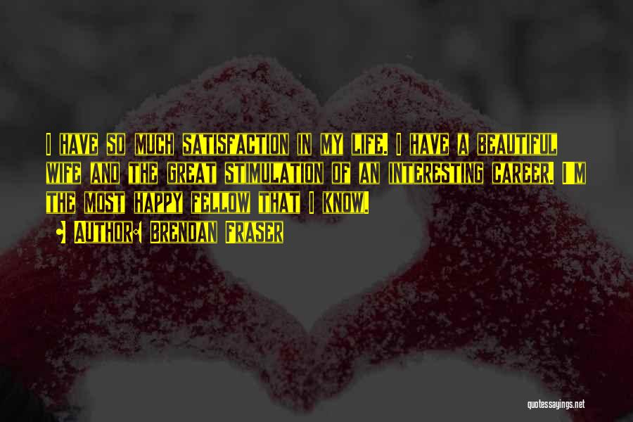 Brendan Fraser Quotes: I Have So Much Satisfaction In My Life. I Have A Beautiful Wife And The Great Stimulation Of An Interesting