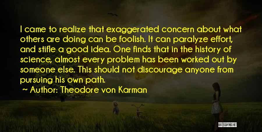 Theodore Von Karman Quotes: I Came To Realize That Exaggerated Concern About What Others Are Doing Can Be Foolish. It Can Paralyze Effort, And