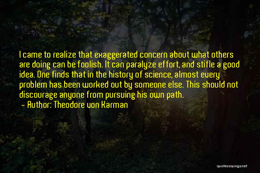 Theodore Von Karman Quotes: I Came To Realize That Exaggerated Concern About What Others Are Doing Can Be Foolish. It Can Paralyze Effort, And