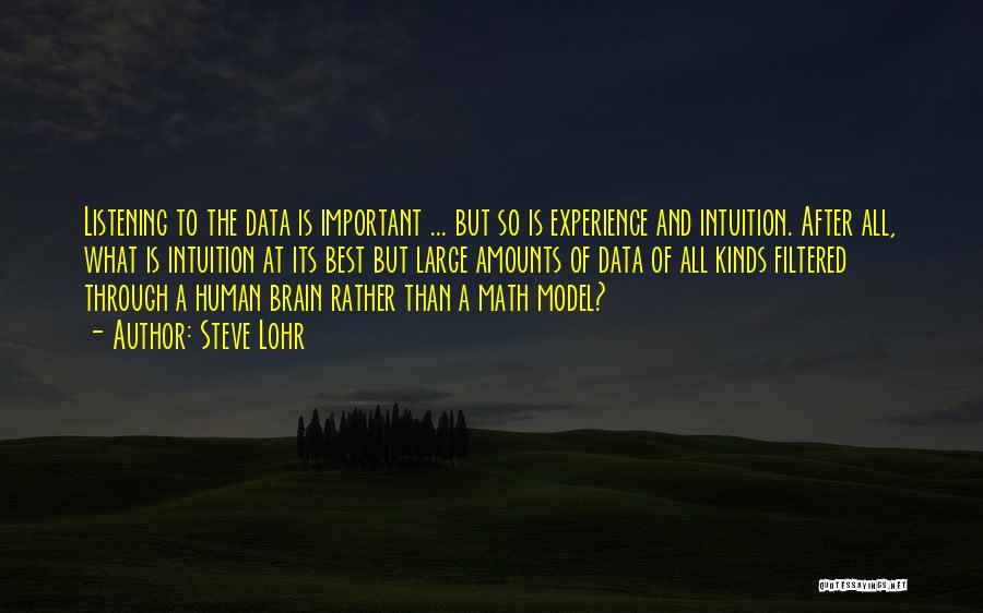 Steve Lohr Quotes: Listening To The Data Is Important ... But So Is Experience And Intuition. After All, What Is Intuition At Its