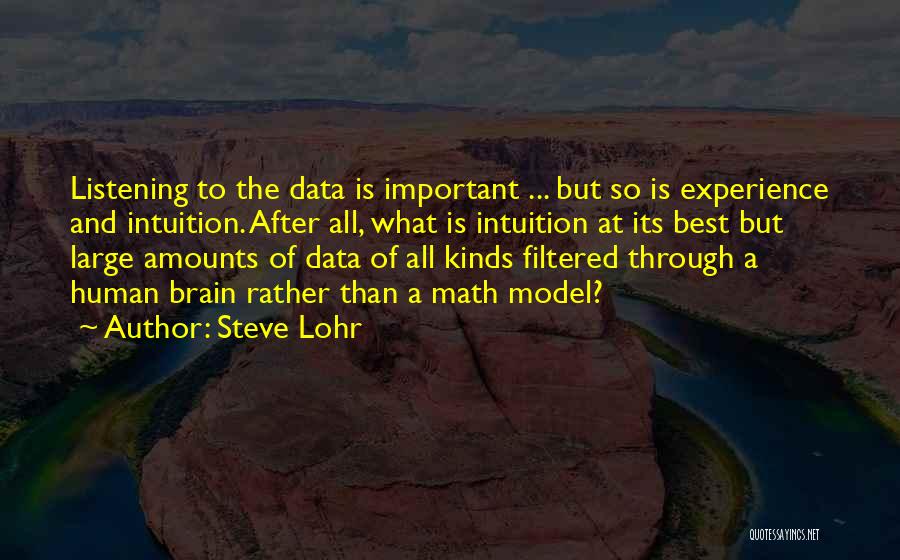 Steve Lohr Quotes: Listening To The Data Is Important ... But So Is Experience And Intuition. After All, What Is Intuition At Its