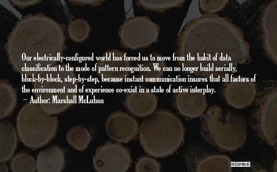 Marshall McLuhan Quotes: Our Electrically-configured World Has Forced Us To Move From The Habit Of Data Classification To The Mode Of Pattern Recognition.