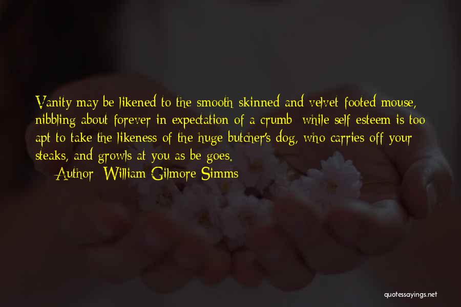 William Gilmore Simms Quotes: Vanity May Be Likened To The Smooth-skinned And Velvet-footed Mouse, Nibbling About Forever In Expectation Of A Crumb; While Self-esteem