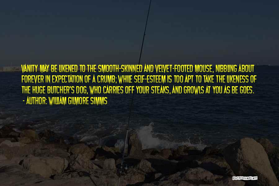 William Gilmore Simms Quotes: Vanity May Be Likened To The Smooth-skinned And Velvet-footed Mouse, Nibbling About Forever In Expectation Of A Crumb; While Self-esteem