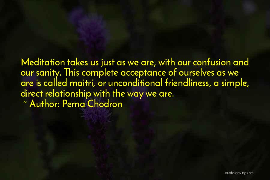 Pema Chodron Quotes: Meditation Takes Us Just As We Are, With Our Confusion And Our Sanity. This Complete Acceptance Of Ourselves As We