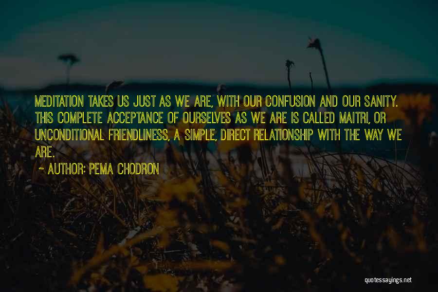 Pema Chodron Quotes: Meditation Takes Us Just As We Are, With Our Confusion And Our Sanity. This Complete Acceptance Of Ourselves As We