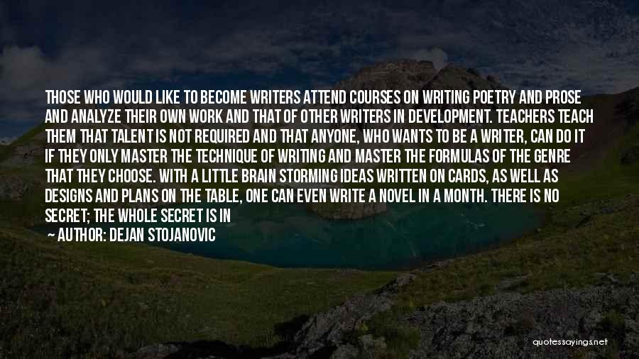 Dejan Stojanovic Quotes: Those Who Would Like To Become Writers Attend Courses On Writing Poetry And Prose And Analyze Their Own Work And
