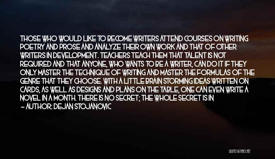 Dejan Stojanovic Quotes: Those Who Would Like To Become Writers Attend Courses On Writing Poetry And Prose And Analyze Their Own Work And