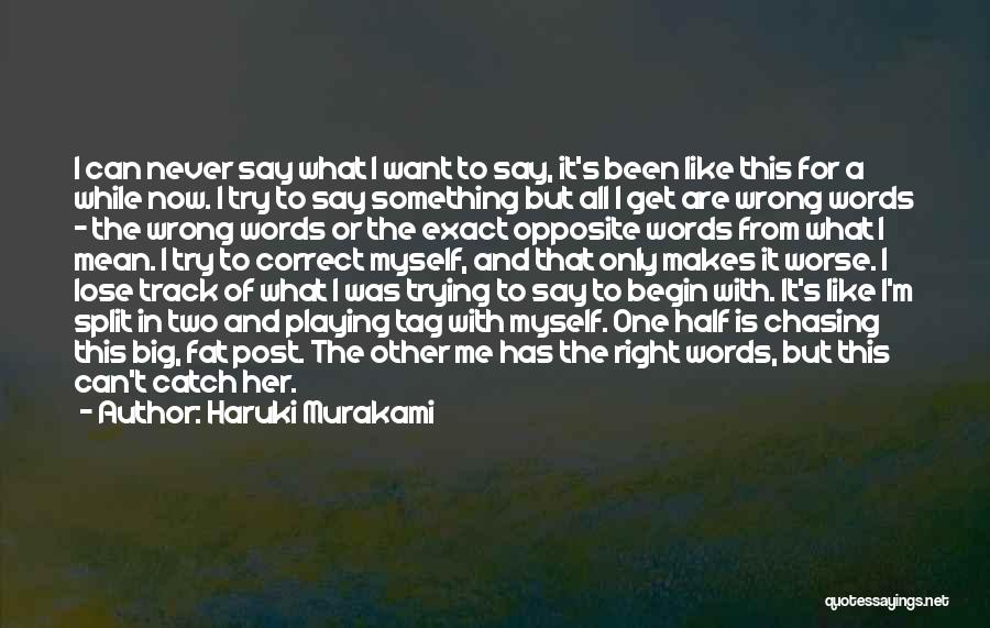 Haruki Murakami Quotes: I Can Never Say What I Want To Say, It's Been Like This For A While Now. I Try To