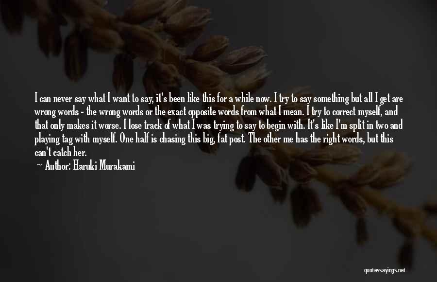 Haruki Murakami Quotes: I Can Never Say What I Want To Say, It's Been Like This For A While Now. I Try To