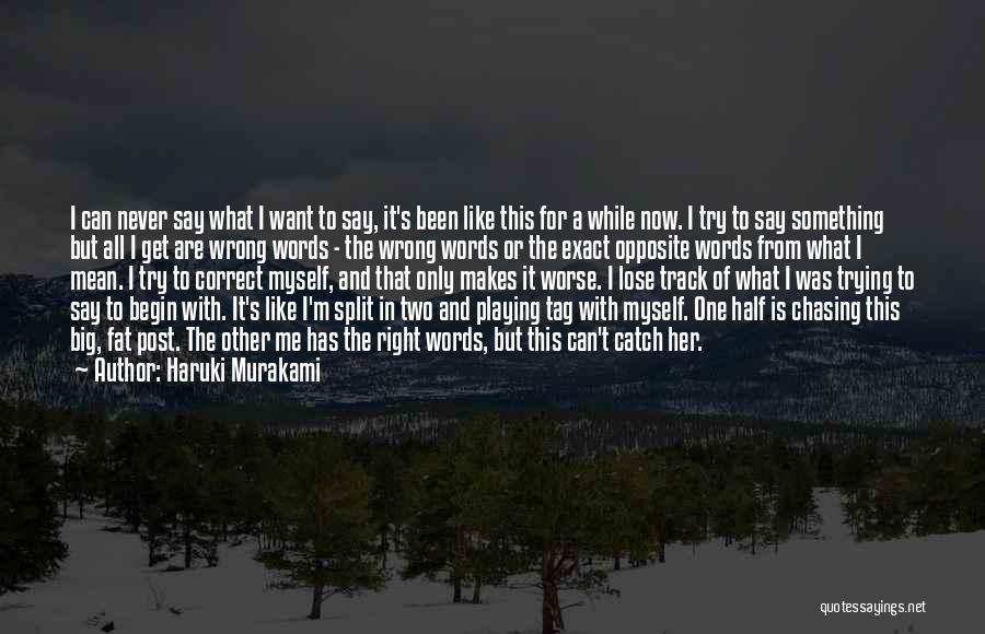 Haruki Murakami Quotes: I Can Never Say What I Want To Say, It's Been Like This For A While Now. I Try To
