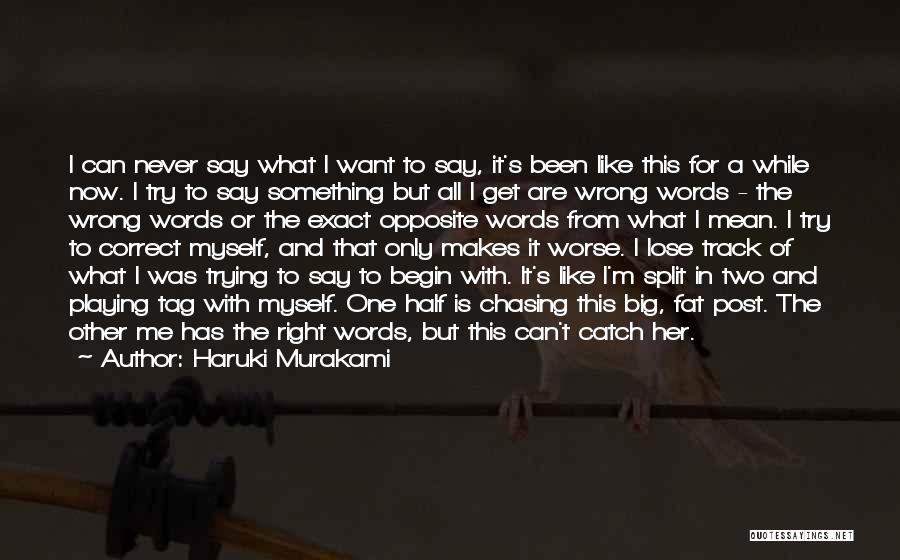 Haruki Murakami Quotes: I Can Never Say What I Want To Say, It's Been Like This For A While Now. I Try To