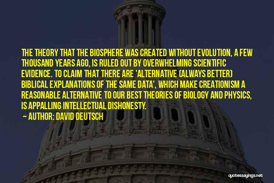 David Deutsch Quotes: The Theory That The Biosphere Was Created Without Evolution, A Few Thousand Years Ago, Is Ruled Out By Overwhelming Scientific