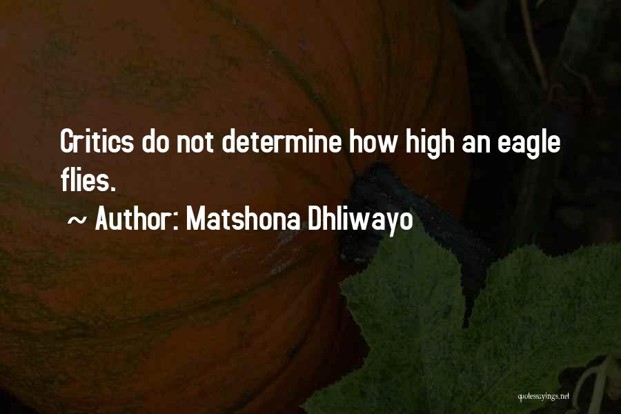 Matshona Dhliwayo Quotes: Critics Do Not Determine How High An Eagle Flies.