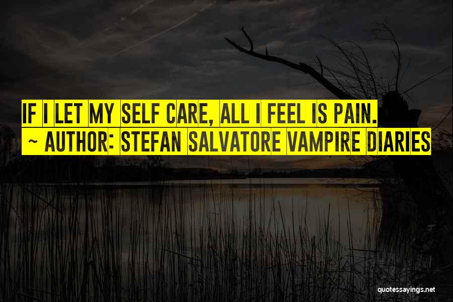 Stefan Salvatore Vampire Diaries Quotes: If I Let My Self Care, All I Feel Is Pain.