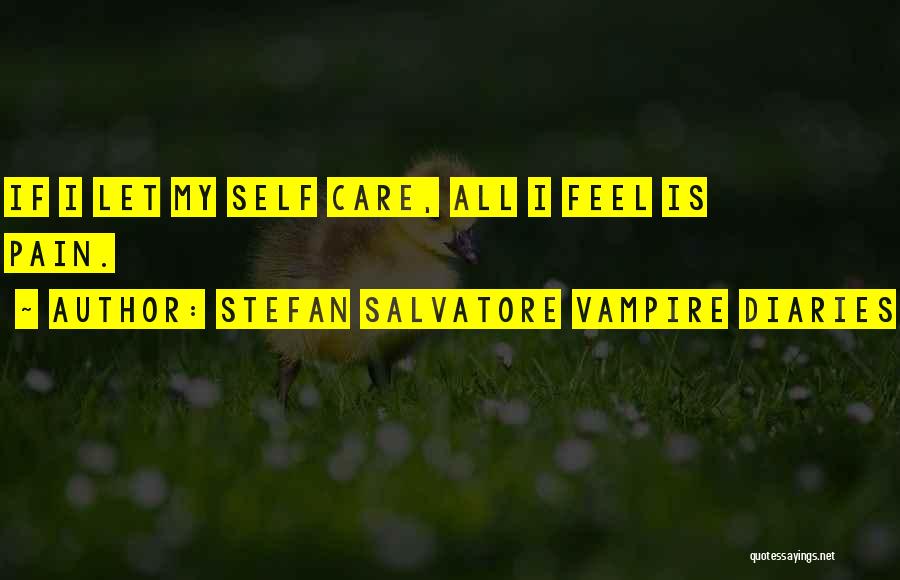 Stefan Salvatore Vampire Diaries Quotes: If I Let My Self Care, All I Feel Is Pain.