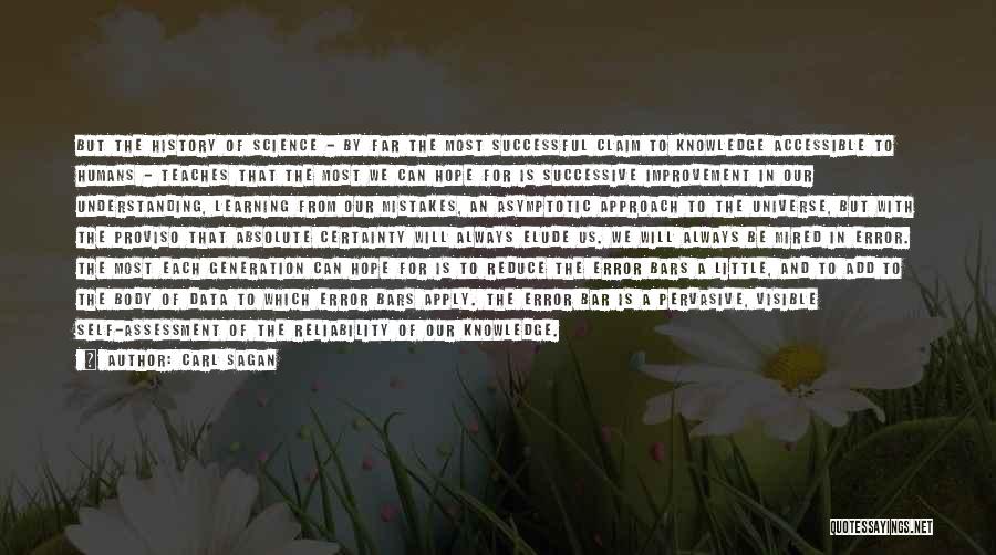 Carl Sagan Quotes: But The History Of Science - By Far The Most Successful Claim To Knowledge Accessible To Humans - Teaches That