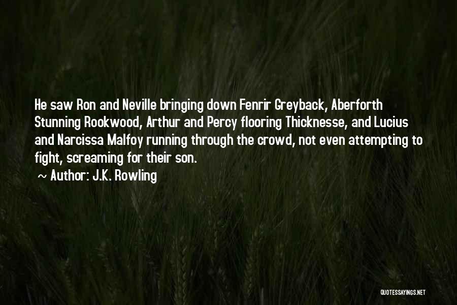 J.K. Rowling Quotes: He Saw Ron And Neville Bringing Down Fenrir Greyback, Aberforth Stunning Rookwood, Arthur And Percy Flooring Thicknesse, And Lucius And