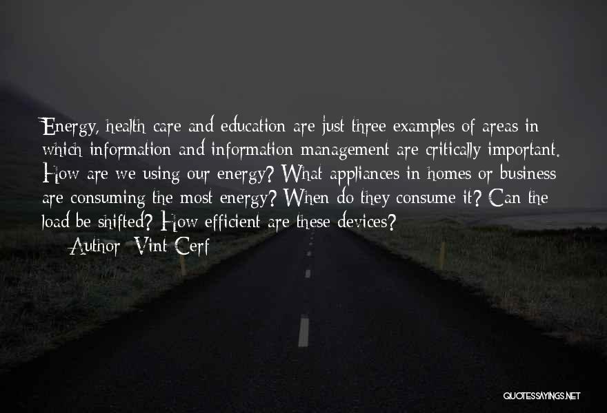 Vint Cerf Quotes: Energy, Health Care And Education Are Just Three Examples Of Areas In Which Information And Information Management Are Critically Important.