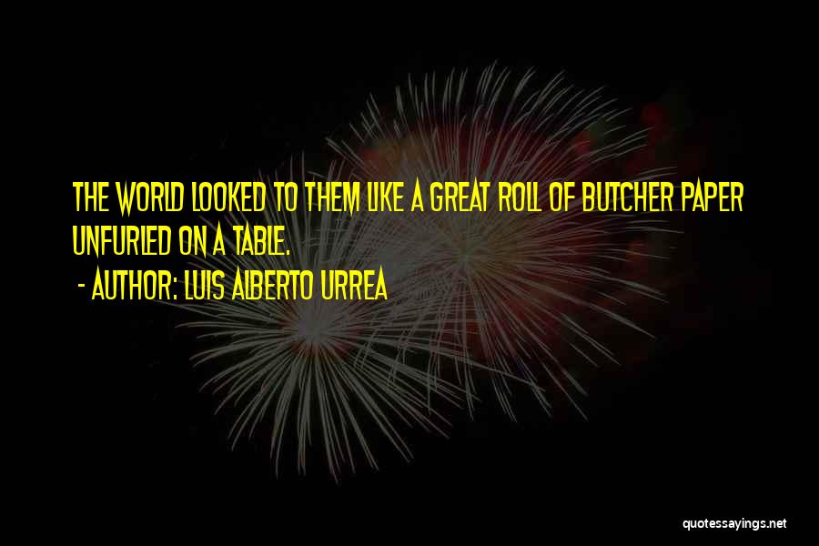 Luis Alberto Urrea Quotes: The World Looked To Them Like A Great Roll Of Butcher Paper Unfurled On A Table.